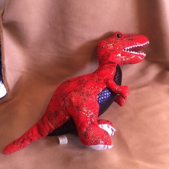Red Plush Dinosaur 12 inch Hug Fun Tyrannosaurus T-Rex metallic look - Picture 4 of 4